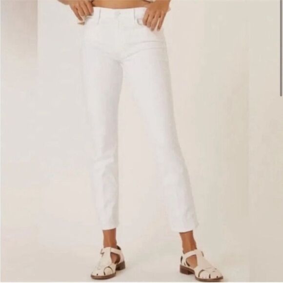 MOTHER The Looker Crop White jeans size 23 color Glass Slipper NWT $258 - Picture 2 of 7